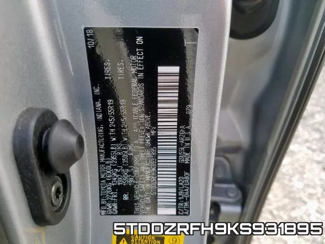5TDDZRFH9KS931895 фото 2