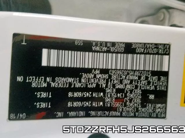 5TDZZRFH5JS266563 фото 2