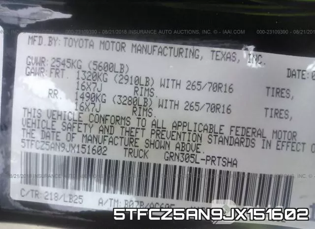 5TFCZ5AN9JX151602 фото 10