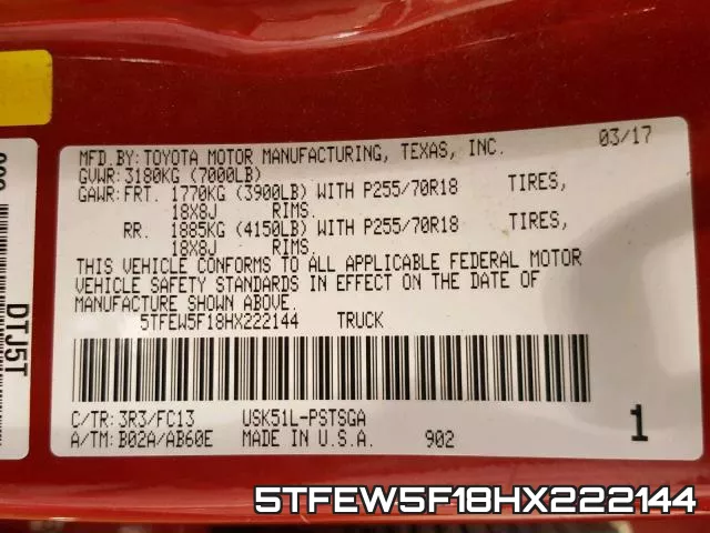 5TFEW5F18HX222144 фото 2