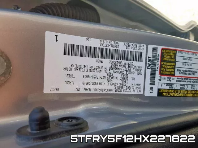 5TFRY5F12HX227822 фото 2