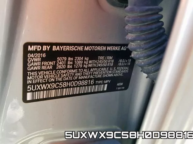 5UXWX9C58H0D98816 фото 2