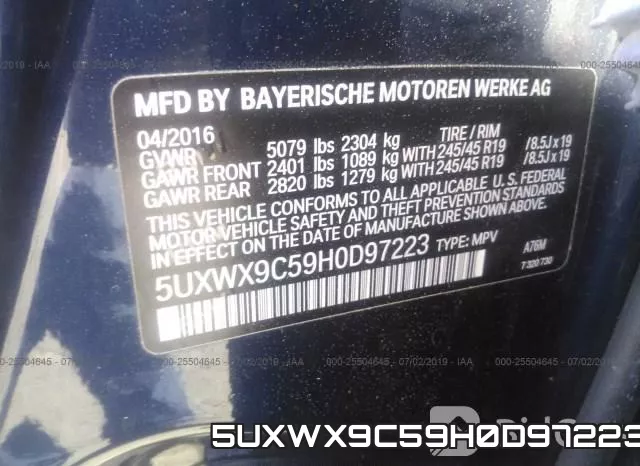 5UXWX9C59H0D97223 фото 10