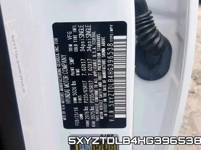 5XYZTDLB4HG396538 фото 2