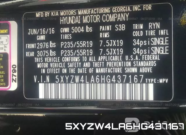 5XYZW4LA6HG437167 фото 9