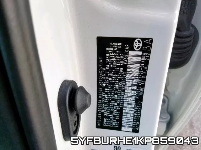 5YFBURHE1KP859043 фото 2