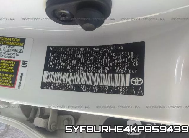 5YFBURHE4KP859439 фото 10