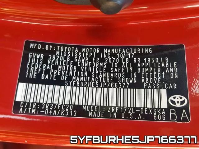5YFBURHE5JP766377 фото 2