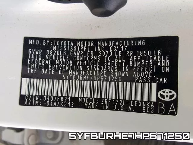 5YFBURHE7HP671250 фото 2
