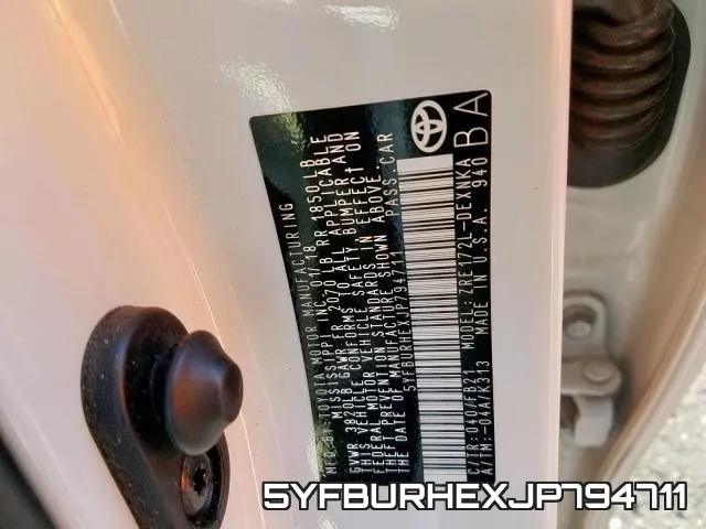 5YFBURHEXJP794711 фото 2