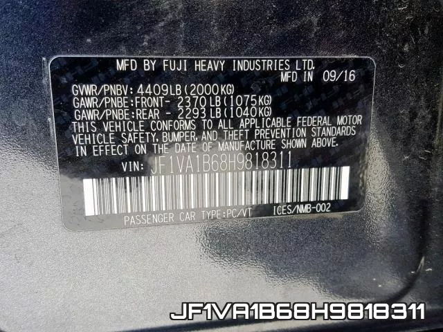 JF1VA1B68H9818311 фото 2