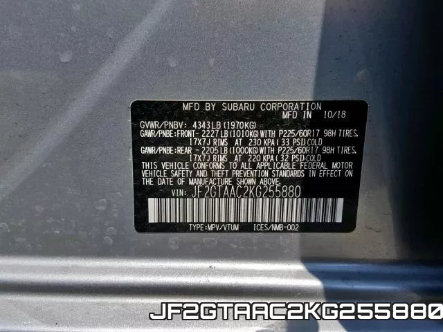 JF2GTAAC2KG255880 фото 2