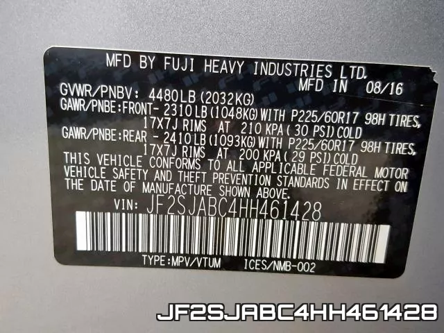 JF2SJABC4HH461428 фото 2