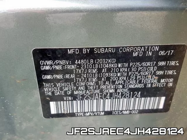 JF2SJAEC4JH428124 фото 2