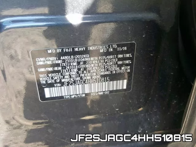 JF2SJAGC4HH510815 фото 2