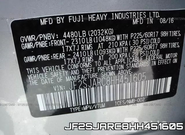 JF2SJARC8HH451605 фото 10