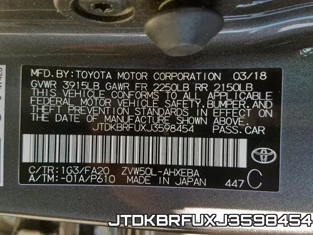 JTDKBRFUXJ3598454 фото 2