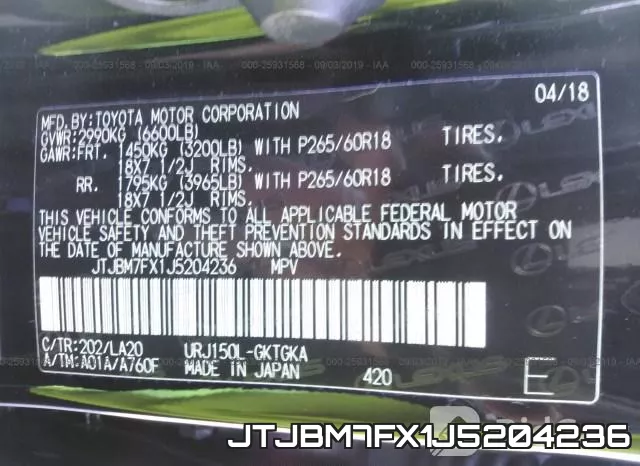 JTJBM7FX1J5204236 фото 10