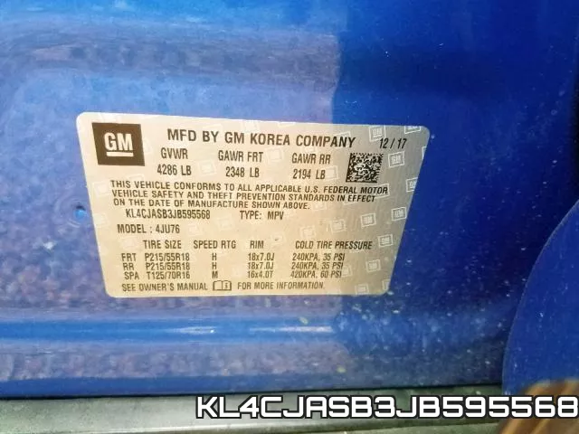 KL4CJASB3JB595568 фото 2