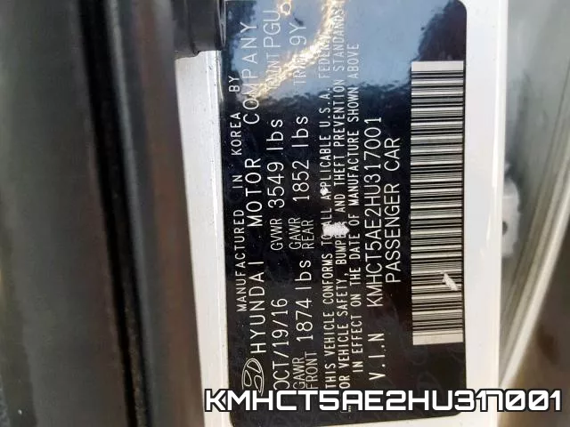 KMHCT5AE2HU317001 фото 2