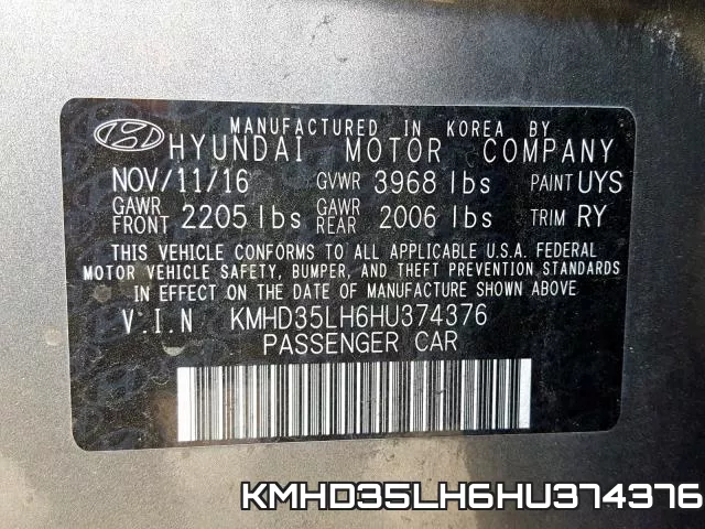 KMHD35LH6HU374376 фото 2