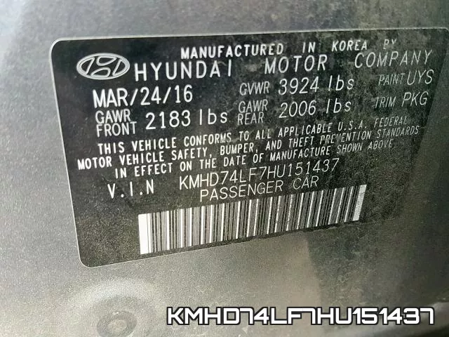 KMHD74LF7HU151437 фото 2