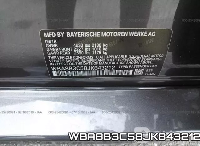 WBA8B3C58JK843212 фото 10