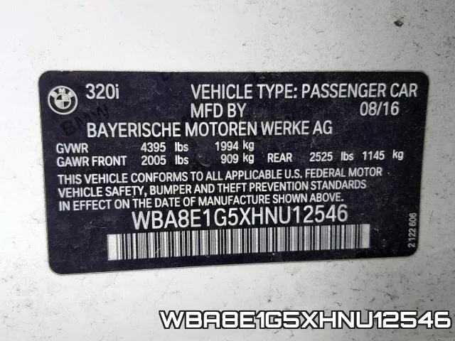 WBA8E1G5XHNU12546 фото 2