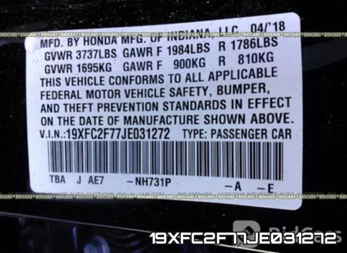 19XFC2F77JE031272 фото 10