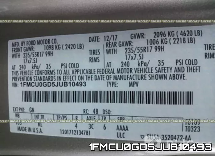 1FMCU0GD5JUB10493 фото 10