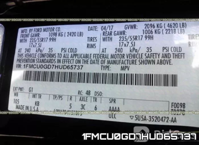 1FMCU0GD7HUD65737 фото 10