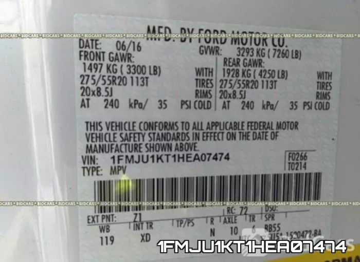 1FMJU1KT1HEA07474 фото 10