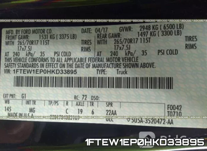 1FTEW1EP0HKD33895 фото 10