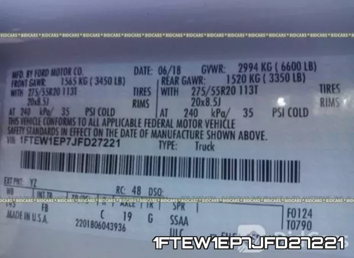 1FTEW1EP7JFD27221 фото 10