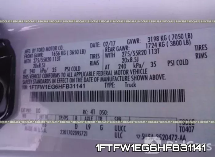 1FTFW1EG6HFB31141 фото 9