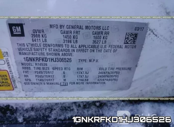 1GNKRFKD1HJ306526 фото 10