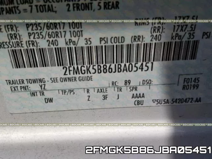 2FMGK5B86JBA05451 фото 2