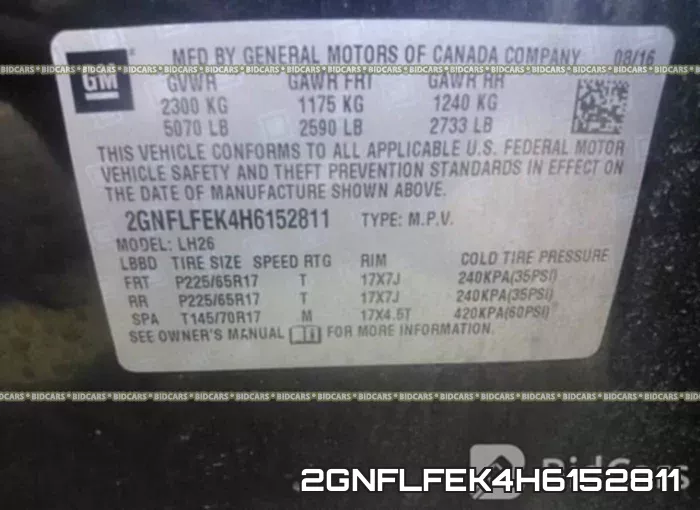 2GNFLFEK4H6152811 фото 10