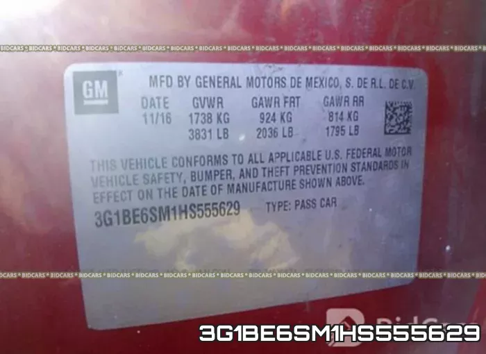 3G1BE6SM1HS555629 фото 10