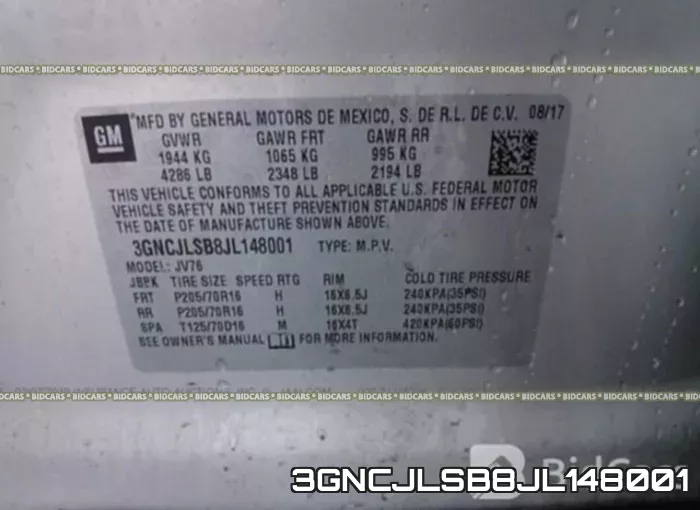 3GNCJLSB8JL148001 фото 10