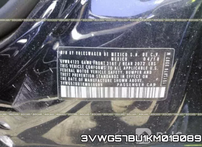3VWG57BU1KM018089 фото 10