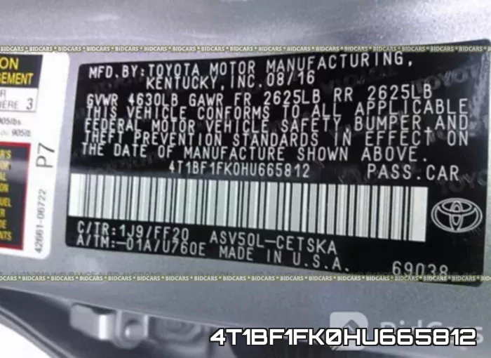 4T1BF1FK0HU665812 фото 10