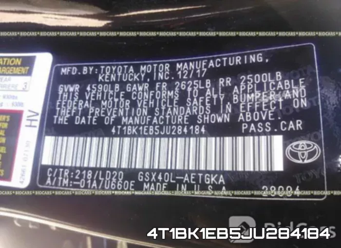 4T1BK1EB5JU284184 фото 10