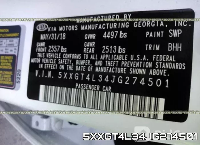 5XXGT4L34JG274501 фото 10