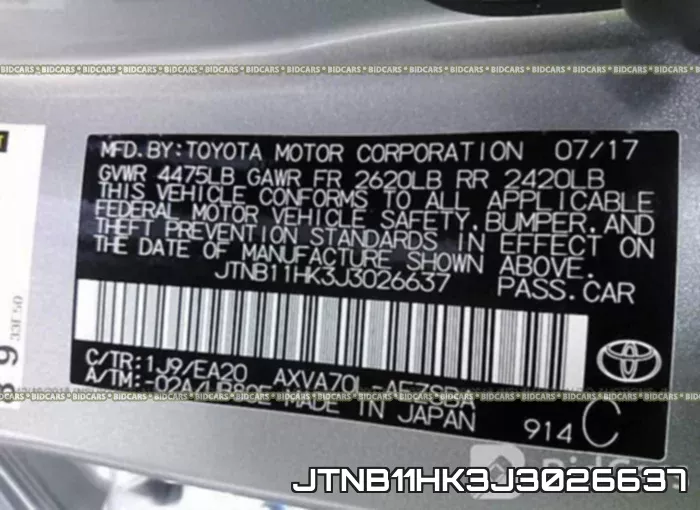JTNB11HK3J3026637 фото 10