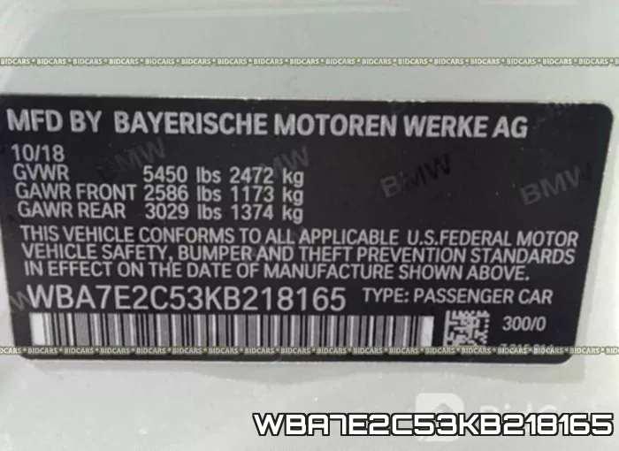 WBA7E2C53KB218165 фото 10