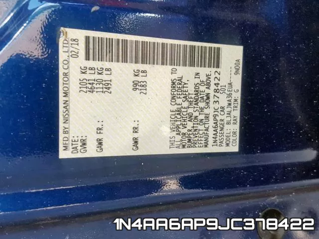 1N4AA6AP9JC378422 фото 2