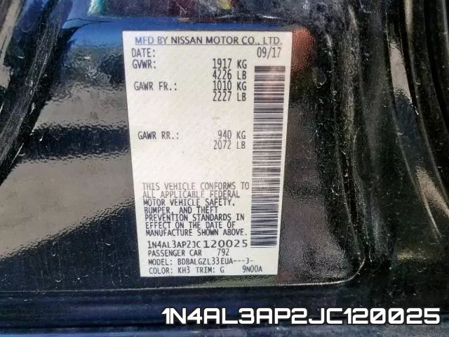 1N4AL3AP2JC120025 фото 2