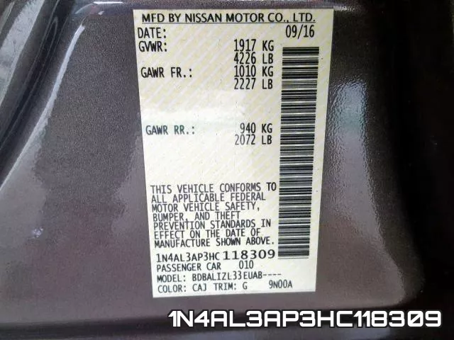 1N4AL3AP3HC118309 фото 2
