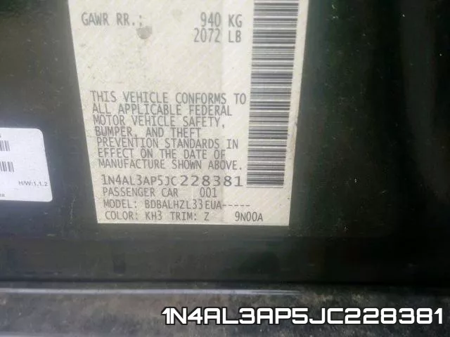 1N4AL3AP5JC228381 фото 2